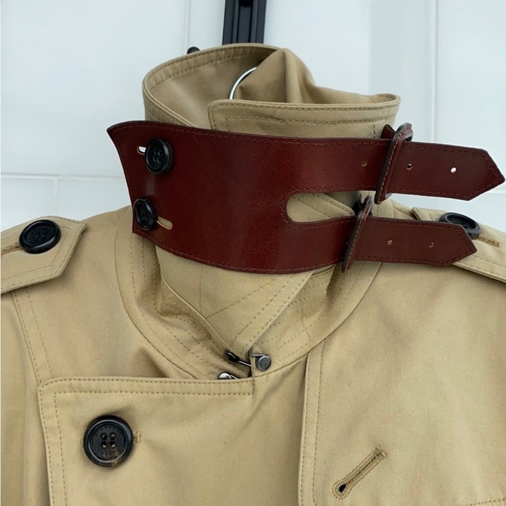 Leather Collar Burberry Trench Coat